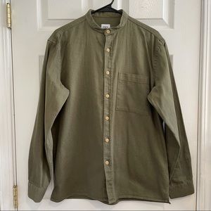 Zara men’s grandad collar shirt in khaki